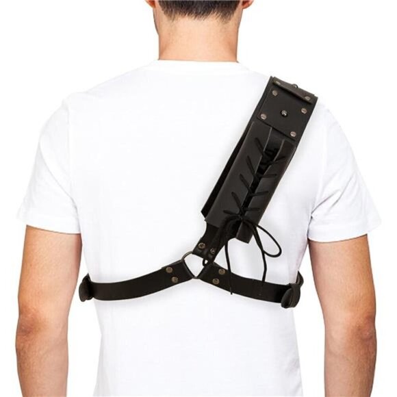 Medieval Sword Back Holster Cosplay Sword Belt Frog Adjustable Sword Back Holder - Picture 2 of 8